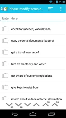 Travel CheckList android App screenshot 1