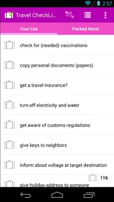 Travel CheckList android App screenshot 4